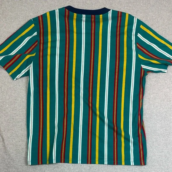 Guess Shirt Mens Large Originals Striped Short Sleeve Cotton Tee‎ Vintage Green - Picture 6 of 12